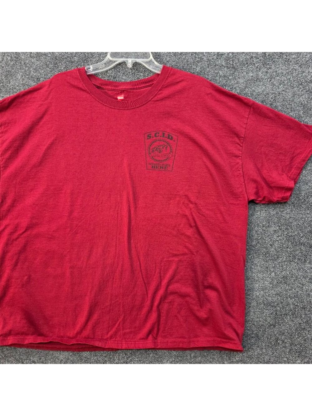 SCID Est 1968 Integrity Starts Here Red Graphic T-Shirt 3XL Red Workwear Prison